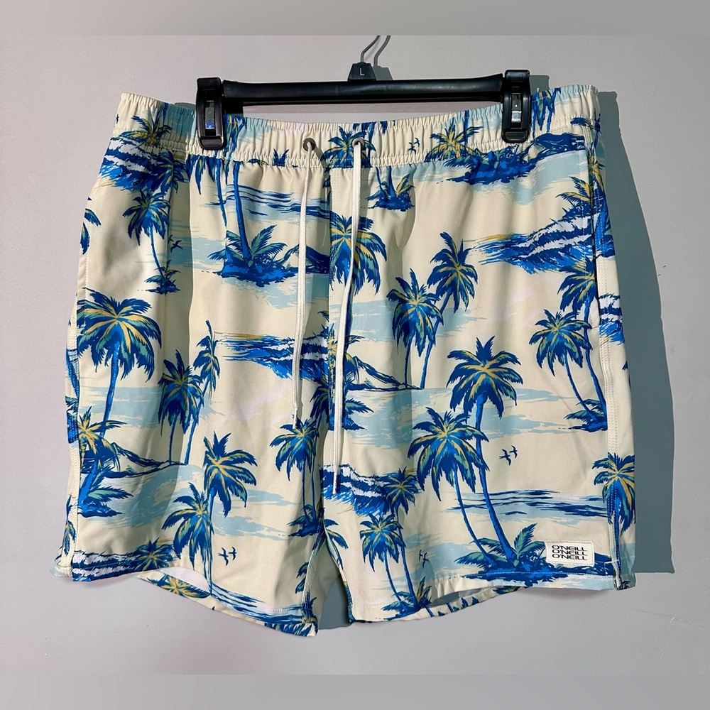 O’Neill Tropical Blue Palm Tree Swim Shorts Men’s XXL